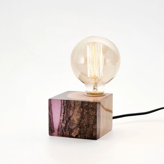Purple Epoxy Table Lamp, Resin Light, Edison Bedside Modern Lighting, Nightlight