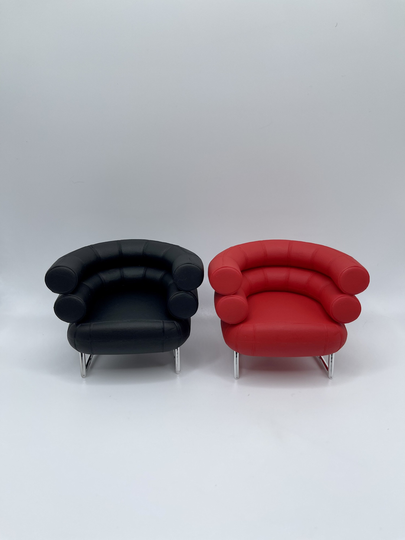 Mcm 112 Scale Mini Chair Bibendum Mid Century Modern Armchair in Red & Black