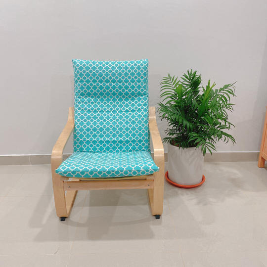 Ikea Poang Chair Cushion Cover - Glorious Blue Symetrical Print
