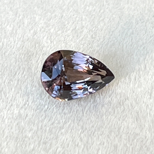 Color Changing Sapphire 1.20 Ct's, Purple To Brown Ring, Engagement Unheated, Pear