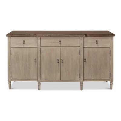 Asher 67" Wide 3 Drawer Pine Wood Sideboard