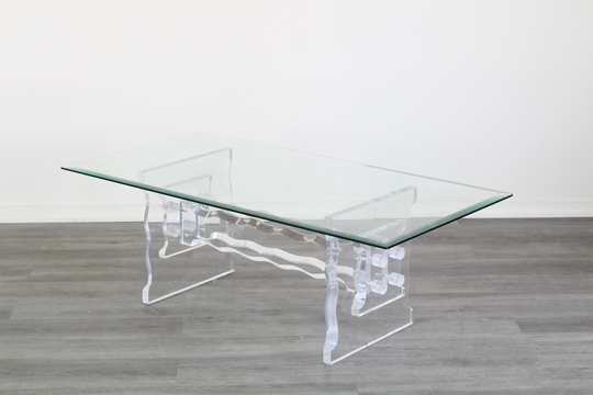 Vintage Lucite Coffee Table With Glass Top