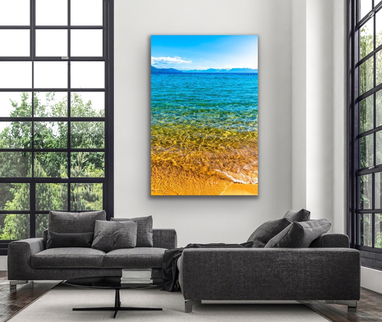 Lake Tahoe Art Print, Vibrant Water Colors, Colorful Photo Of Mountain Lake, Soothing & Relaxing Wall Decor