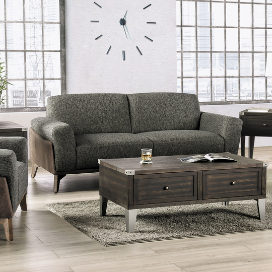 Furniture of America Yunger Grey and Brown Upholstered Sofa