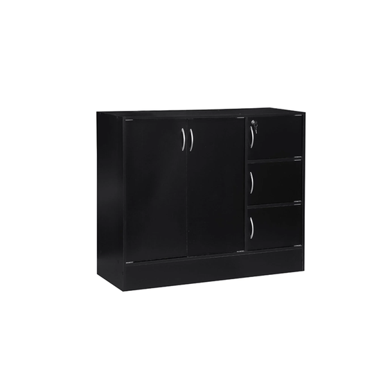 46.5" Black Multipurpose Bookcase with Doors