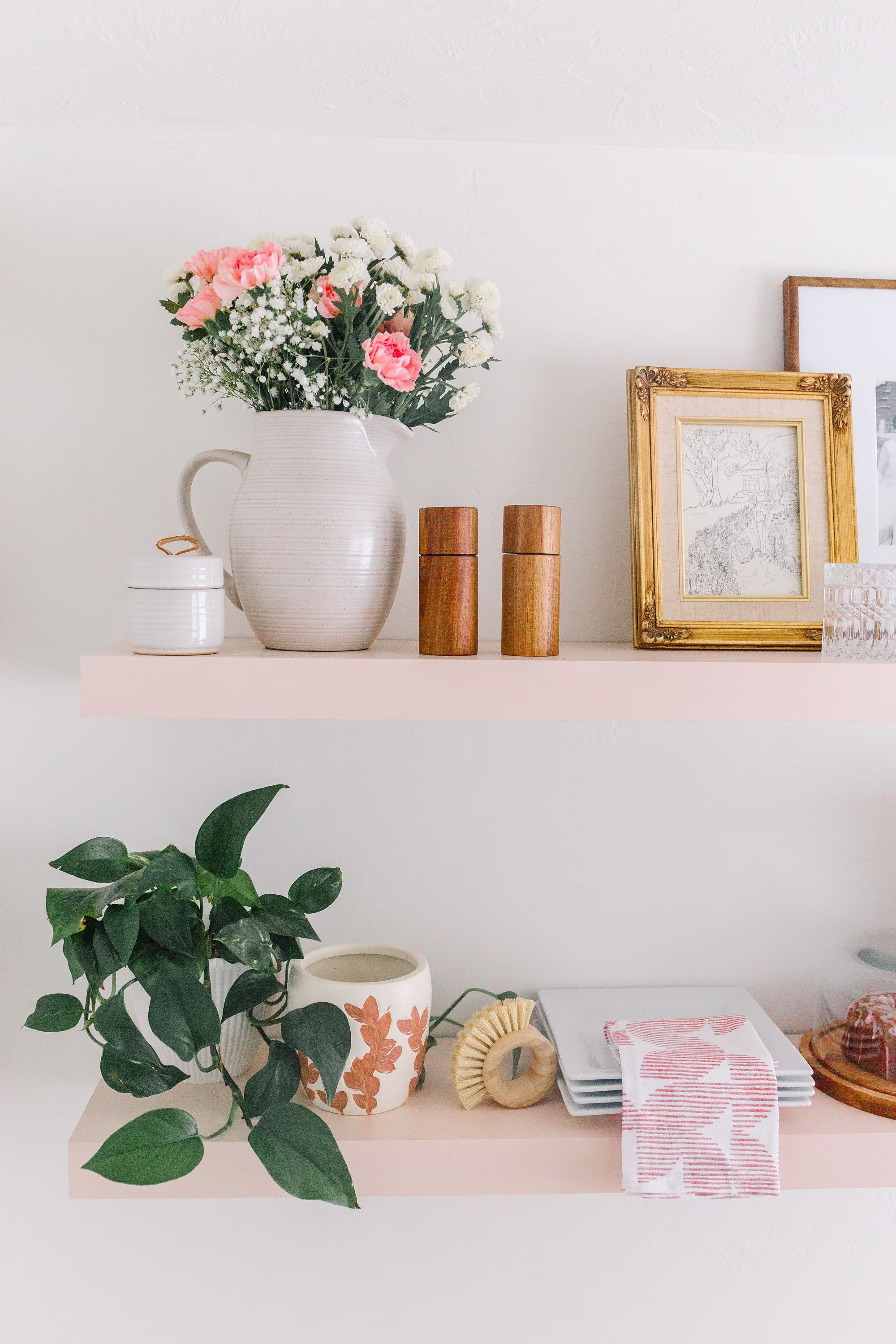 Pink Painted Floating Shelf - Custom Length & Depth, With Hidden Bracket Mounting Hardware Included, Nursery Shelves, Shelves