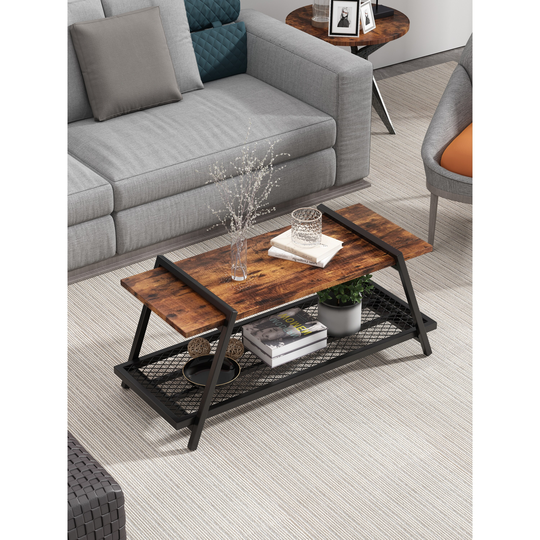 Classic coffee table no need screws Modern Nesting Coffee Tables black leg Set, DKX43.31''L 19.7''W 17.72''H