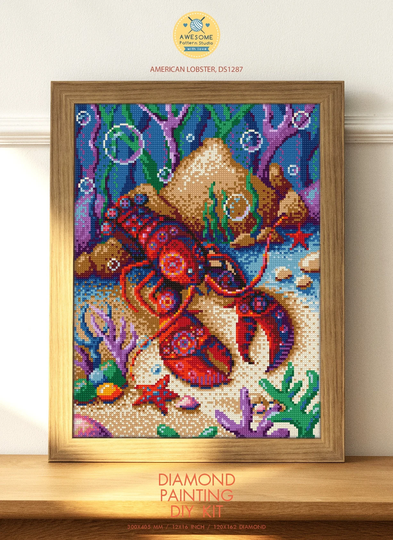 American Lobster Ds1287, Diamond Painting Diy Kit | Pattern Nature Ocean Full Sea Diy