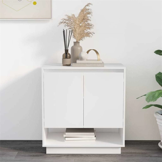 White Sideboard with Door and Shelves Engineered Wood