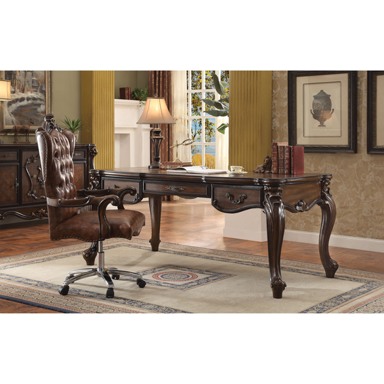 ACME Versailles Executive Office Chair in Silver PU & Antique Platinum