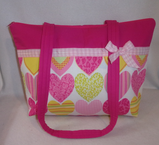 Pink Colorful Hearts Valentines Day Spring Handbag Tote Purse Gift Grandma Mom Daughter I Can Add A Name To Make An Extra Special