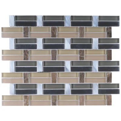 Random Sized Natural Stone/Metal/Glass Mosaic Wall Tile