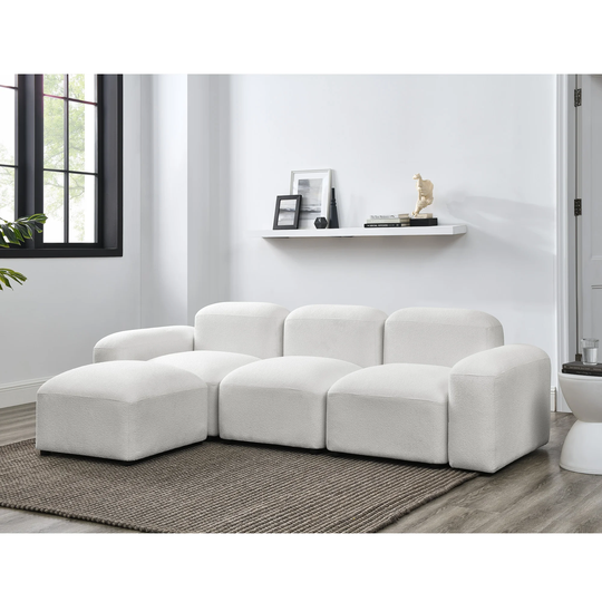 L-Shape Modular Sectional Sofa with Ottoman, 94.5" Loop Yarn Reversible Sofa DIY Combination for Living Room, Office