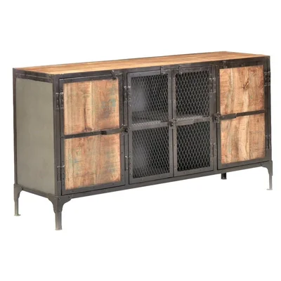 60 Inch Rustic Industrial Metal Mesh Doors Sideboard Buffet Cabinet Jazzie