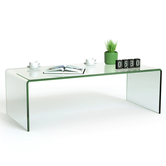 Costway Tempered Glass Coffee Table Accent Cocktail Side Table Living - 42.5"L × 20"W ×14" H