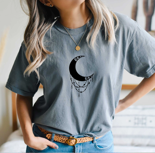 Comfort Colors Celestial Moon String Shirt, Art Top, Animals T-Shirt, Comfy Oversized Boho