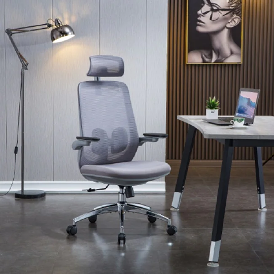 Premium Office Chair With Wheels, Adjustable Headrest, Comfortable Mesh Chair