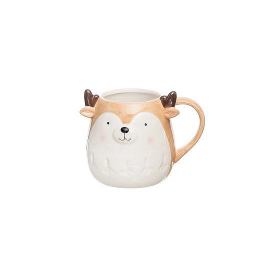 16oz Reindeer Cute Christmas Mug - Brown