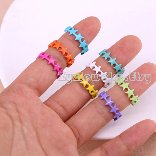 5-10Pcs, Dainty Enamel Star Ring, Colorful Stacking Girlfriend Gift, Bestfriend Gift For Daughter