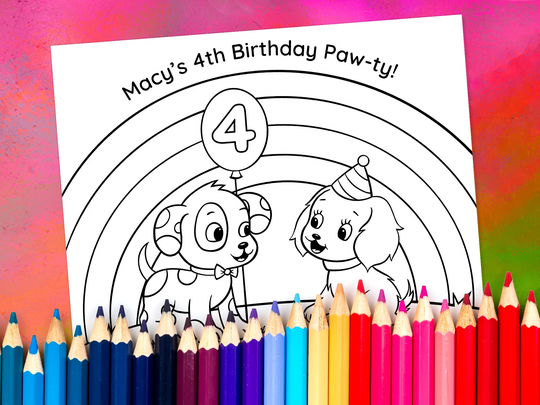Custom Puppy Dog Coloring Sheet - Kids Birthday Party Activity
