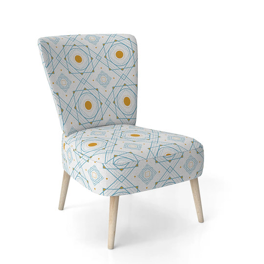 Designart 'Retro Minimal Patttern in Orange and Bluye' Upholstered Mid-Century Accent Chair