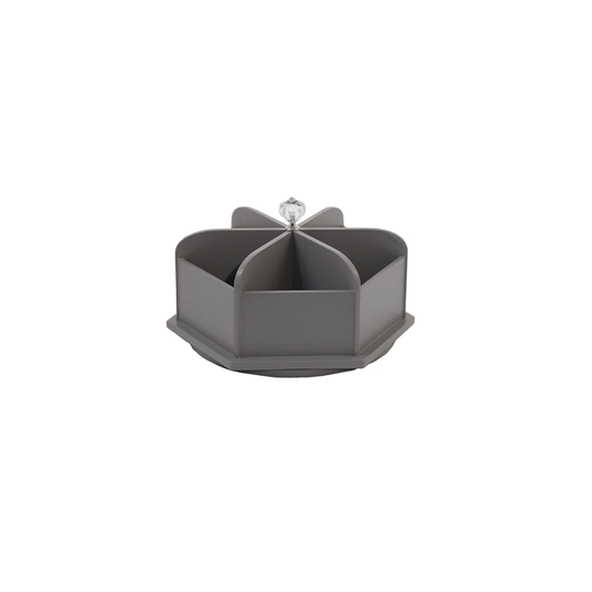 DesignStyles 6 Compartment Gray Spinning Desktop Stationary Organizer