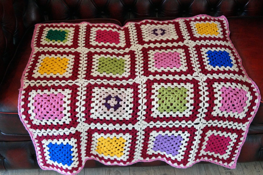 2 Crocheted Blankets, Chair Cover, Plaid.colourful Afgan Blanketshand Made Vintage Throwmulticoloured Bed Throw.nordic Vintage Handmade Design