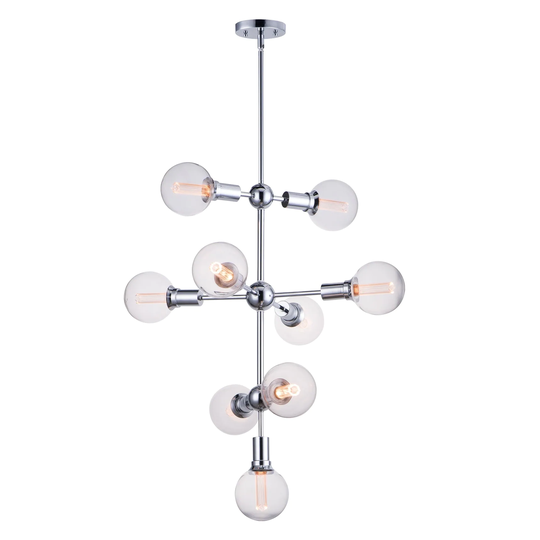 Molecule 9-Light Pendant with G40 CL LED Bulbs - Polished chrome