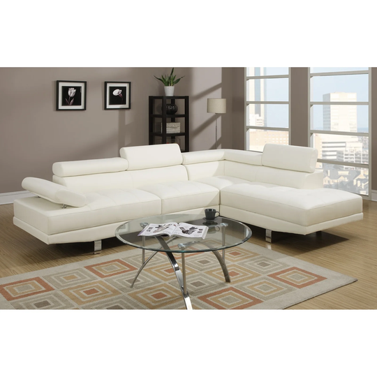 Living Room Furniture Sectional Sofa Faux Leather Adjustable Headrest