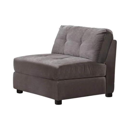 Tufted Cushion Back Armless Chair in Dove