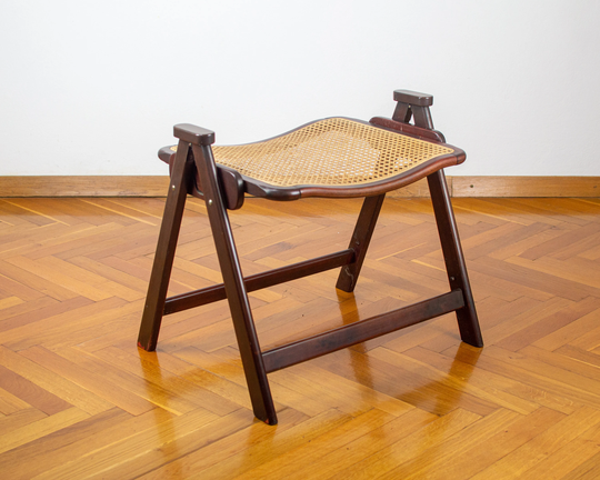Mid-Century Wooden Coffee Table | Vintage Folding Side & Chair Niko Kralj Rex Retro Modern Ottoman Footstool 70's Rattan Stool