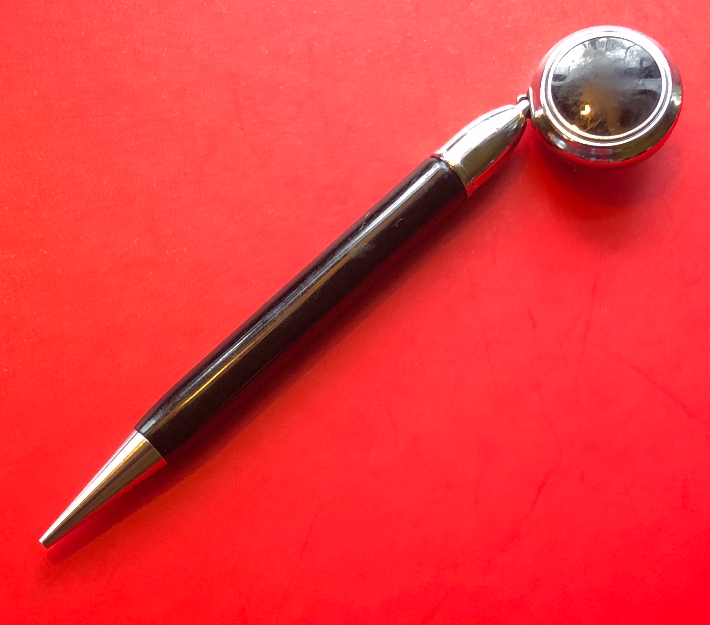 Mid Century | 1960S Retractable Mechanical Pencil Brooch | Chain 16.5", Pen 4.25", Pin.80"