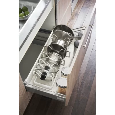 Tower Yamazaki Home Adjustable Lid & Pan Organizer, Kitchen Drawer Storage Shelf Rack, Steel