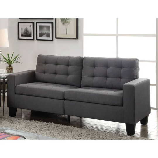 Earsom Living Room Sofa Couch with Tight Back, Seat Cushion and Pocket Coil Seating System in Gray Linen for Small Space