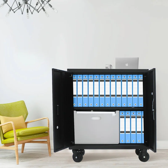 Mobile Metal Locking Storage Cabinet with Adjustable Shelve