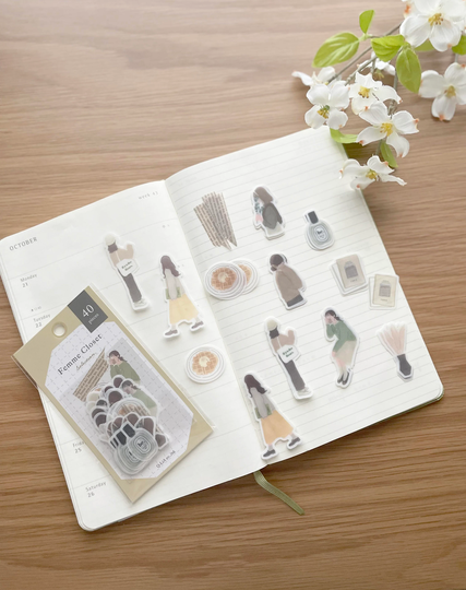 Sticker Sack - People Stickers Femme Closet Beige Series Semi-Sheer Tracing Paper 1 Pc