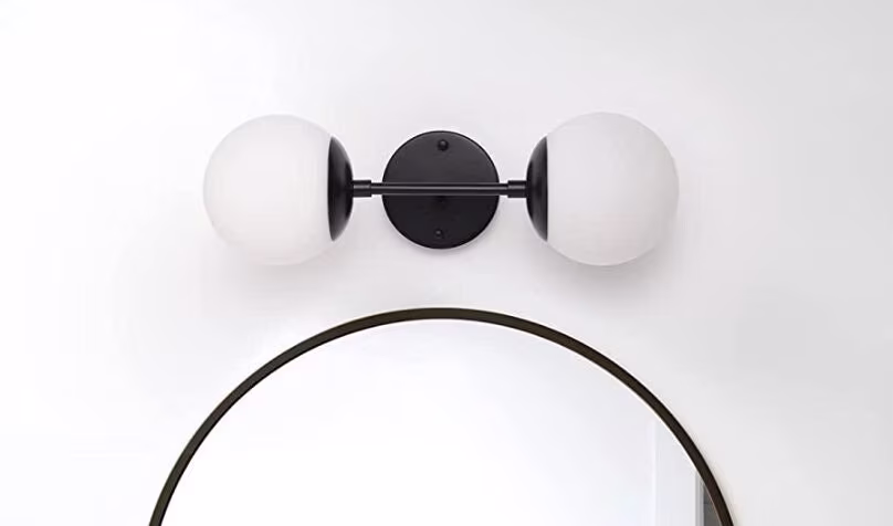 Over Mirror Vanity Light - Bathroom Wall Sconce 2 Light Lamp Frosted Glass White Shade Modern
