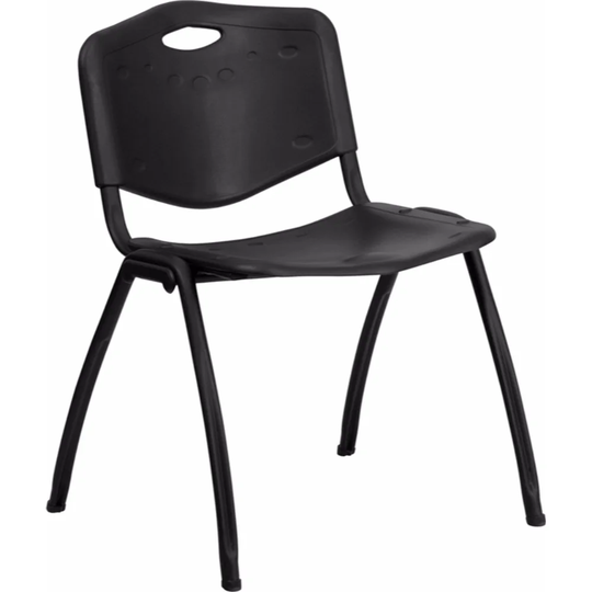 Offex 880 lb Capacity Black Polypropylene Stack Chair [OF-RUT-D01-BK-GG]