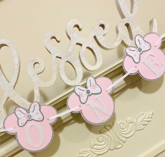 Minnie Mouse High Chair Banner Birthday, Decorations, Girl First