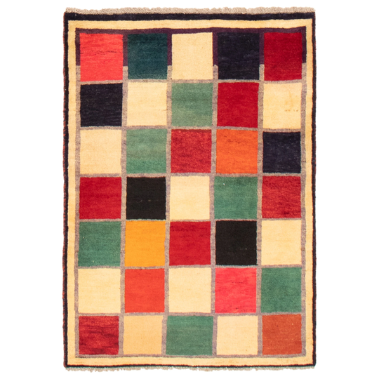 ECARPETGALLERY Hand-knotted Kashkuli Gabbeh Multi Color Wool Rug - 3'3 x 4'8