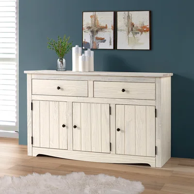 Aldiana 51.97" Wide 2 Drawer Pine Solid Wood Sideboard