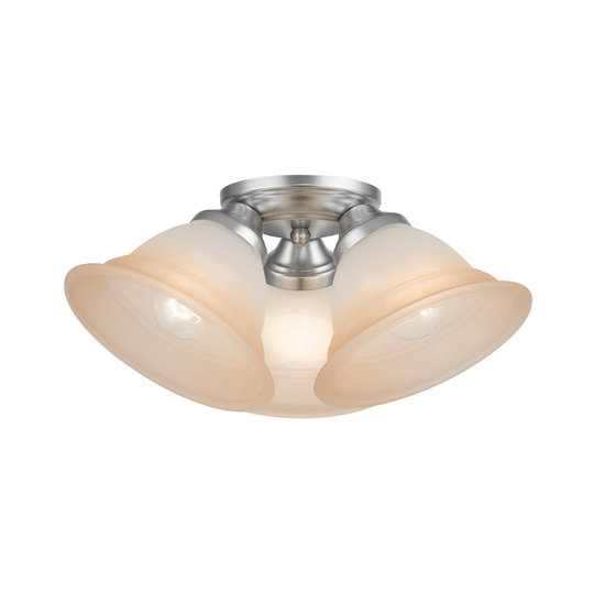 Livex Lighting Wynnewood 3 Light Painted Satin Nickel Semi-Flush - 16" Dia x 7.5" H