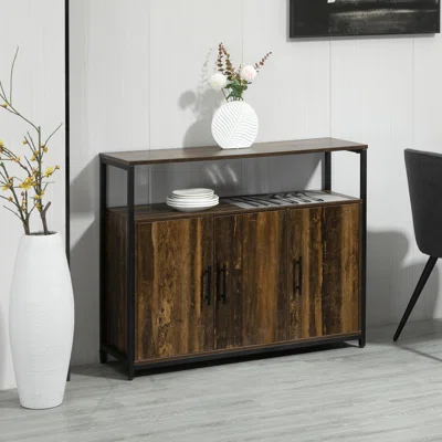 17 Stories Industrial Kitchen Sideboard, Buffet Cabinet With Storage Open Compartment And Adjustable Shelves For Living Room, Bedroom, Hallway, Rustic