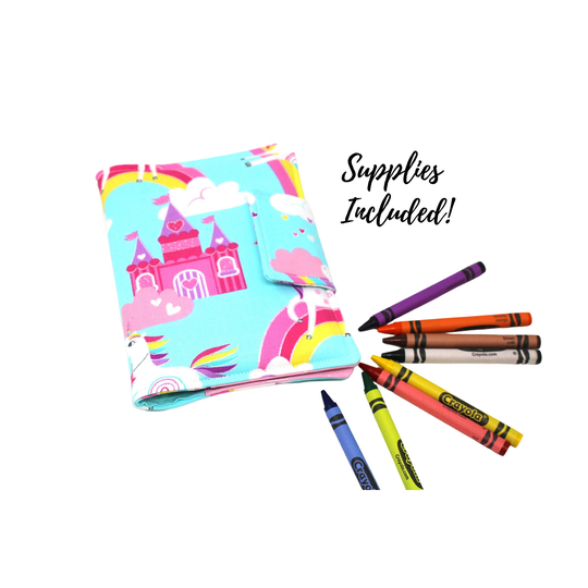 Unicorn Wallet - Kids Coloring Crafts Art Kit Set Travel Toy Crayon