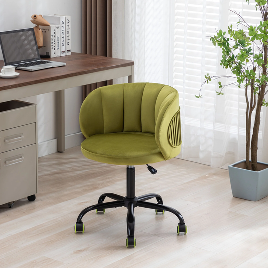 Velvet Leisure office chair, suitable for study and office, can adjust the height, can rotate 360 degrees, with pulley