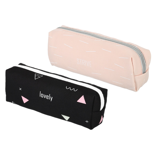 Large Capacity Pencil Case, 2 Pack Pen Pouch Bag Stationery Organizer Black Pink - Black, Pink
