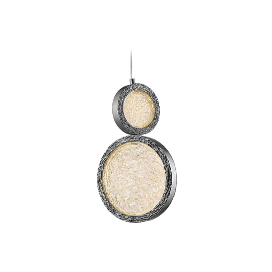 Avenue Lighting Bottega Collection polished nickel solid brass and beveled glass LED round pendant. - 2