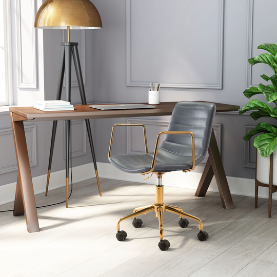 Brown Summit Office Chair Gray & Gold