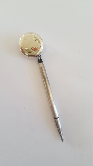 Vintage Circa 1952 Ballou & Boss Pin Reel Retractable Sterling Silver Mechanical Pencil By Cross, Nice Condition