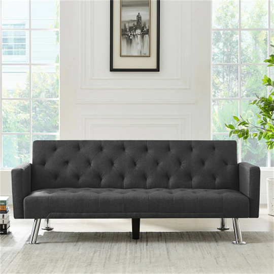 Modern Convertible Folding Sofa Bed,Grey Fabric Sleeper Sofa Couch